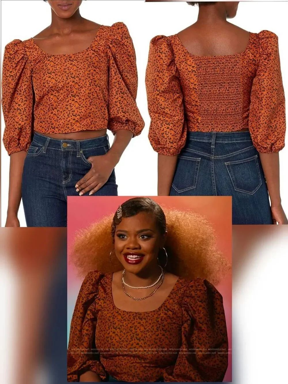 Levi's Kalia Puff Sleeve Leopard Print Top ASO Kourtney HSM Sz. XL